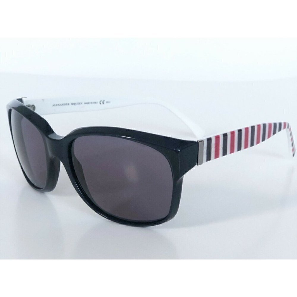Alexander McQueen Black Sunglasses Red Striped